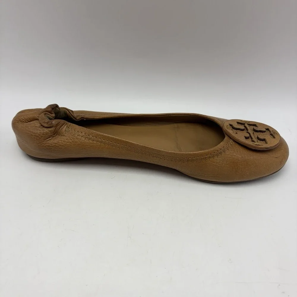 Tory Burch Reva Ballet Flats Womens 6 Royal Tan Slip On Designer Old Money Read